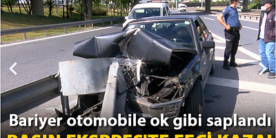 Bariyer otomobile girdi, sürücü hafif yaralandı