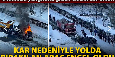 Başakşehir'de otomobil yangınına giden ekibin zor anları