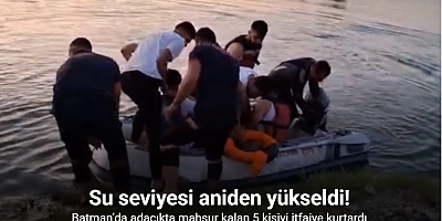 Batman’da adacıkta mahsur kalan 5 kişiyi itfaiye kurtardı