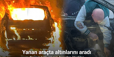 Bayram tatili yolunda faciadan döndüler: Sürücü yanan araçta altınlarını aradı