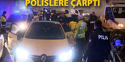 Beşiktaş'ta denetim noktasından kaçmaya çalışan otomobil polislere çarptı