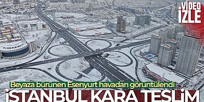 Beyaza bürünen Esenyurt havadan görüntülendi