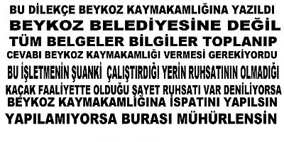 Beykoz belediyesi ruhsat ve denetim müdürlüğünden komik bir açıklama yazısı 
