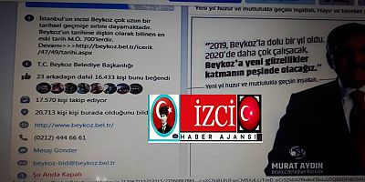 BEYKOZ BELEDİYESİNİN SOSYAL MEDYA WEB SİTESİNDE BİR SKANDAL BİLDİRİM YAZISI DAHA 