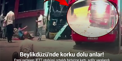 Beylikdüzü’nde freni boşalan İETT otobüsü park halindeki araçlara çarptı