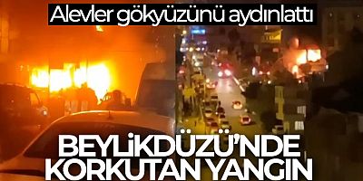 Beylikdüzü'nde korkutan yangın: Alevler gökyüzünü aydınlattı