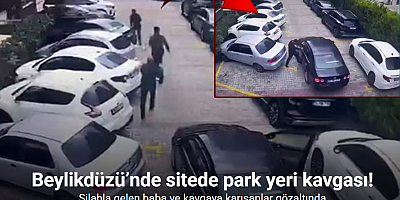 Beylikdüzü’nde sitede park yeri nedeniyle silahlı kavga çıktı, o anlar kamerada