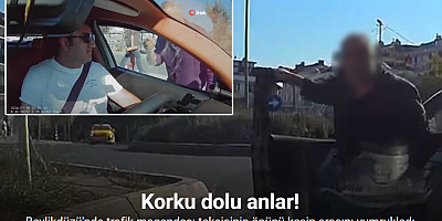 Beylikdüzü’nde trafik magandası taksicinin önünü kesip aracını yumrukladı