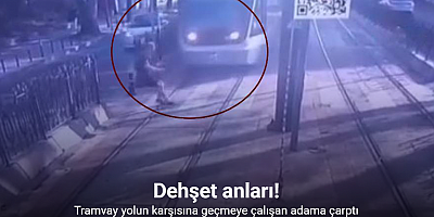 Beyoğlu’nda tramvayın yayaya çarptığı anlar kamerada