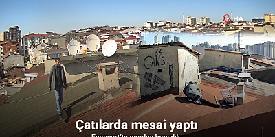 Binaların çatılara çıkan adam asansör parçalarını çaldı