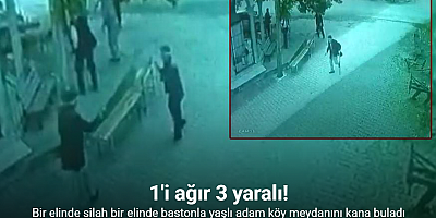 Bir elinde baston diğer elinde silahla köylülere kabusu yaşattı