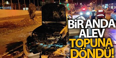 Bodrum'da otomobil bir anda alev topuna döndü