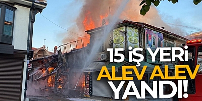 Bolvadin'de çarşıda çıkan yangında 15 iş yeri alevlere teslim oldu