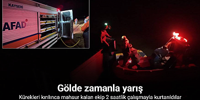 Botla açıldıkları gölde mahsur kaldılar: 2 saatlik çalışmayla kurtarıldılar