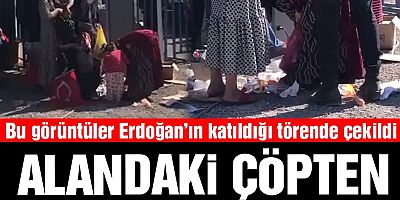 Bu görüntüler Erdoğan’ın katıldığı törende çekildi! Halk artan yiyecekleri topladı
