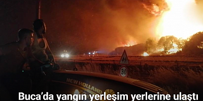 Buca’daki orman yangını yerleşim yerine ulaştı, vatandaşlar alevlere hortumlarla direndi