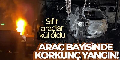 Bursa'da araç bayisinde korkutan yangın: Sıfır araçlar kül oldu