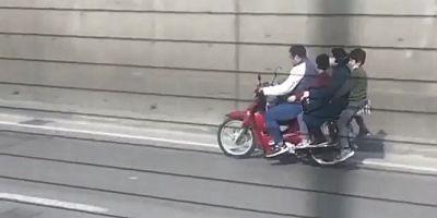 Bursa'da motosiklet üzerinde tehlikeli yolculuk