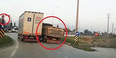 Bursa'da ralli yapan kamyon kameralara yansıdı