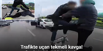 Bursa’da trafikte uçan tekmeli kavga