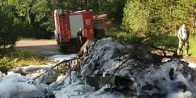 Bursa'da yangın söndürmede ilginç yöntem