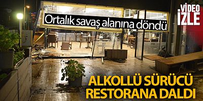 Büyükçekmece'de alkollü sürücü restorana daldı, ortalık savaş alanına karıştı