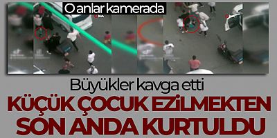 Büyükler kavga etti, küçük çocuk ezilmekten son anda kurtuldu, o anlar kamerada