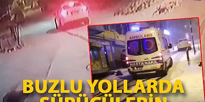 Buzlu yollarda sürücülerin çilesi kamerada