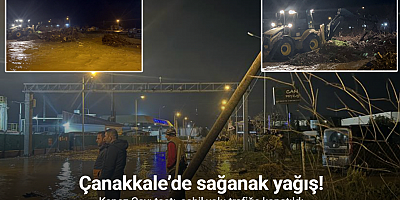 Çanakkale’de sağanak yağış nedeniyle Kepez Çayı taştı, sahil yolu trafiğe kapatıldı