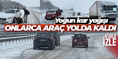 Çankırı'da yoğun kar yağışı: Onlarca araç yolda kaldı