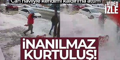 Çatıdan düşen buz kütlesinden son anda kurtuldu