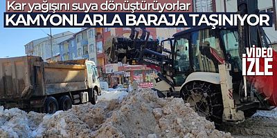 Çekerek'te karlar baraja taşınıyor
