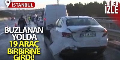 Çekmeköy'de buzlanan yolda 19 araç birbirine girdi, sürücüler yaralandı