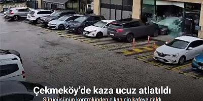 Çekmeköy’de kaza ucuz atlatıldı: Sürücüsünün kontrolünden çıkan cip kafeye daldı