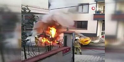 Çekmeköy'de korku dolu anlar: Araçlar alev aldı, evin camları patladı