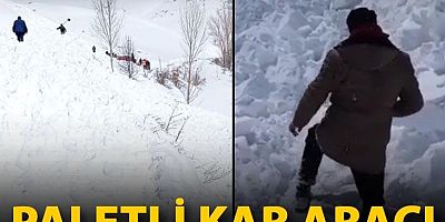 Çığ altında kalan paletli kar aracındaki 5 işçiyi köylüler kurtardı; olay anı kamerada