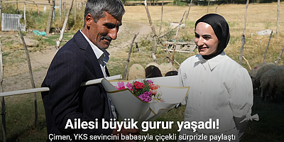 Çimen, YKS sevincini babasıyla çiçekli sürprizle paylaştı