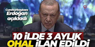 Cumhurbaşkanı Erdoğan: 'Depremden etkilenen 10 ilde 3 aylık OHAL ilan edildi'