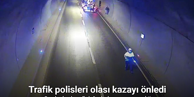 Cumhurbaşkanı Erdoğan’ın Rize’de konvoyunun geçeceği tünelde trafik polisleri olası kazayı önledi