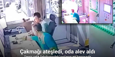 Demir çelik fabrikasındaki patlama anı kamerada