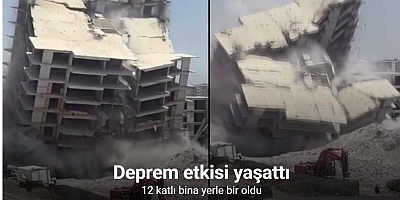 Deprem etkisi yaşatan 12 katlı binanın yerle bir olduğu anlar kamerada