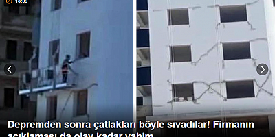 Depremden sonra çatlakları böyle sıvadılar! Firmanın açıklaması da olay kadar vahim