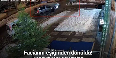 Diyarbakır’da 6 aracın karıştığı zincirleme kaza kamerada: 3 yaralı