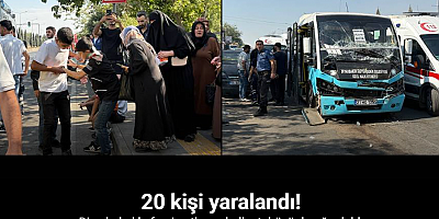 Diyarbakır’da freni patlayan halk otobüsü durakta bekleyen başka otobüse çarptı: 20 yaralı