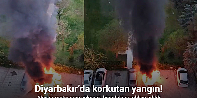 Diyarbakır’da site içinde korkutan yangın: Alevler metrelerce yükseldi, binadakiler tahliye edildi