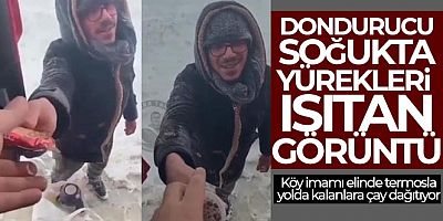 Dondurucu soğukta yürekleri ısıtan görüntü