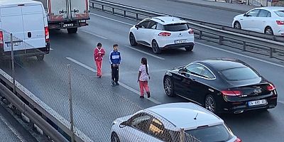 E-5'te çocukların ölümle oyunu kamerada