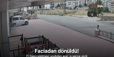 El freni çekilmeyi unutulan araç iş yerine girdi