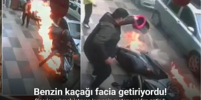 Elazığ’da marşa bastığı anda motoru alev aldı: O anlar kamerada