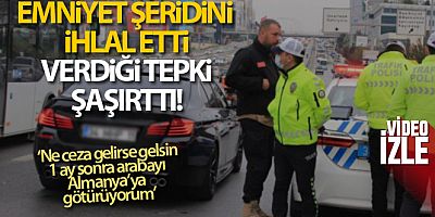 Emniyet şeridi ihlali yapan sürücü tepkisiyle şaşırttı